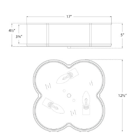 Basil Quatrefoil 17-Inch Polished Nickel & Glass Flush Mount