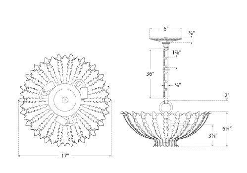 Hampton Mini 3-Light Floral Metal Chandelier in Plaster White