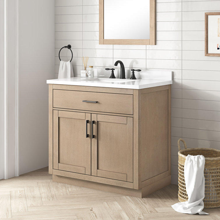 Bailey 36" Sahara Birch Freestanding Single Sink Vanity with Quartz Countertop