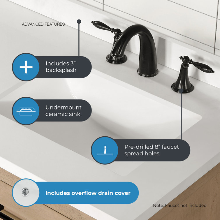Sahara Birch 60" Double Freestanding Bathroom Vanity with Ceramic Sink