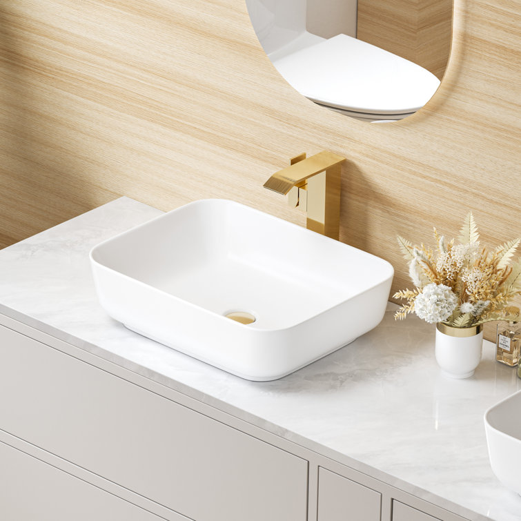 Salerno 20" x 15" White Vitreous China Rectangular Vessel Sink