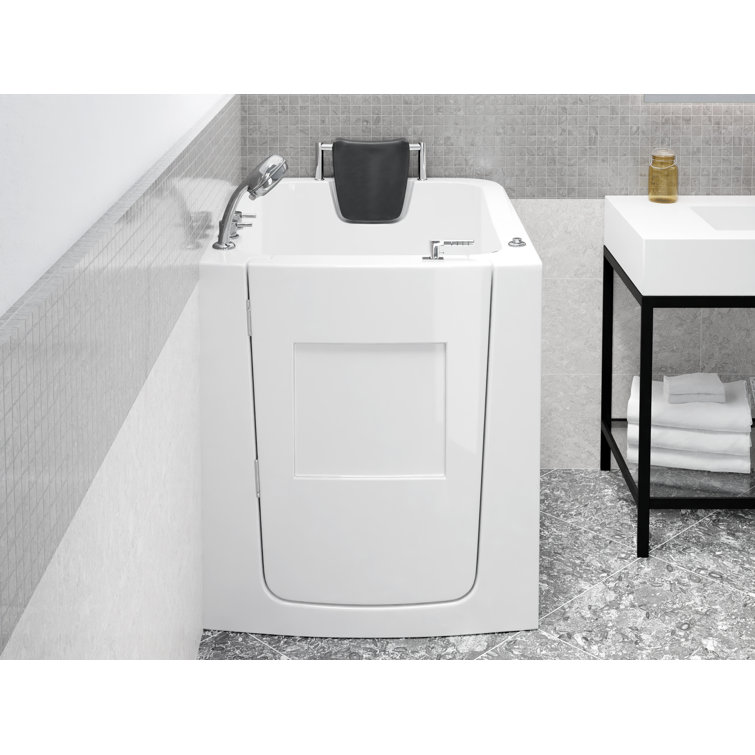 Universal White Fiberglass Walk-In Air Bathtub with Left Drain