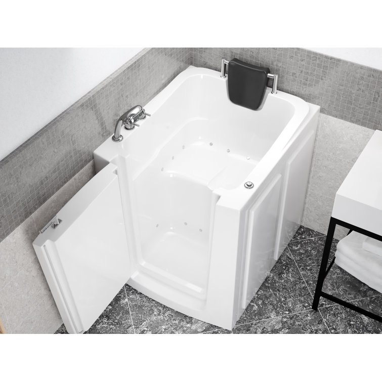 Universal White Fiberglass Walk-In Air Bathtub with Left Drain