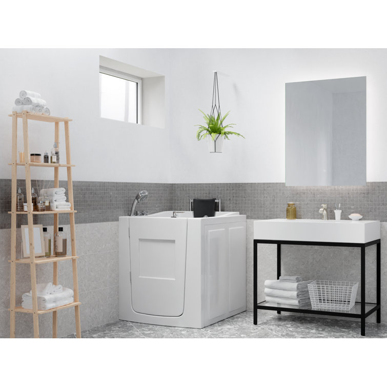 Universal White Fiberglass Walk-In Air Bathtub with Left Drain