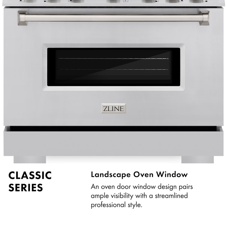 ZLINE 36'' Stainless Steel Gas Range with Convection Oven