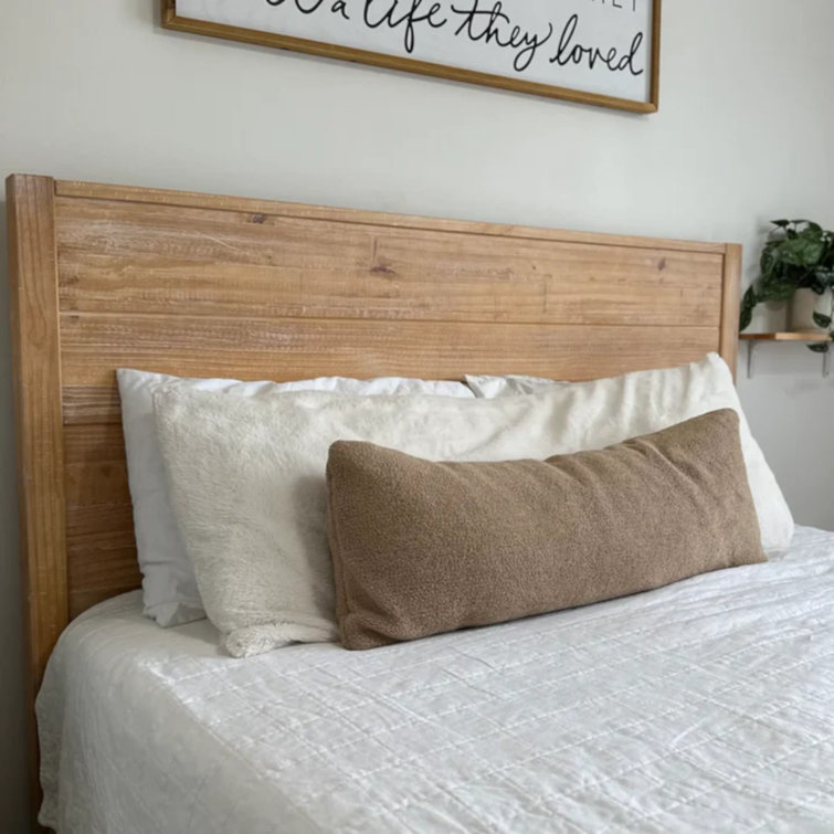 King Size Driftwood Pine Wood Platform Bed with Headboard