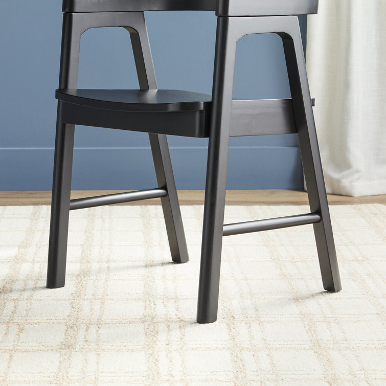 Modern Black Solid Wood Rounded Back Arm Chair