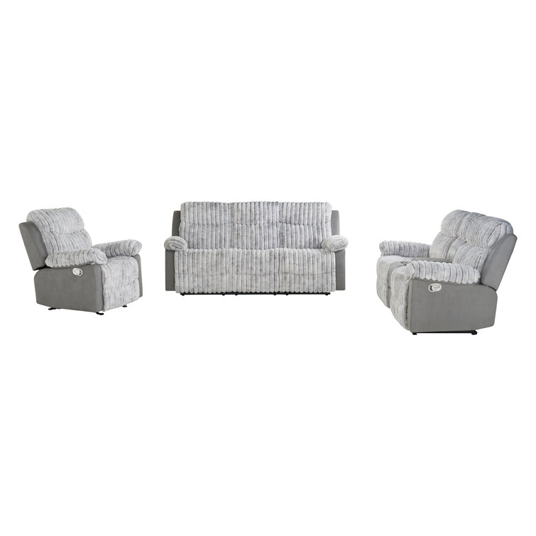 Gray Microfiber Reclining Loveseat with Cup Holder and Storage Console