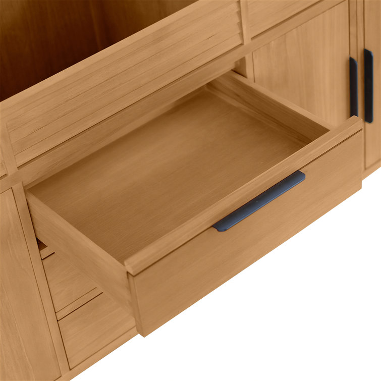 Taylor 73" Natural Teak Double Sink Vanity with White Quartz Top