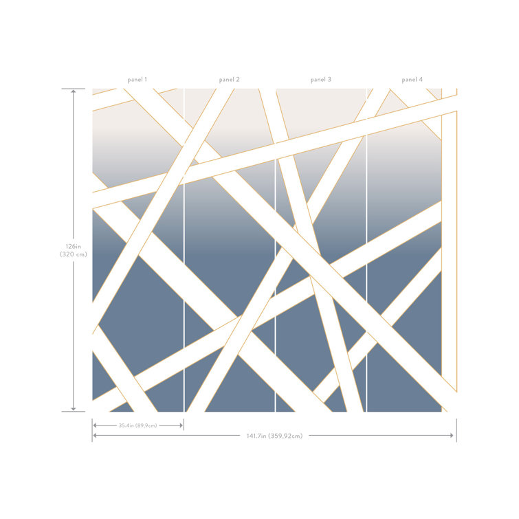 Nastri Shade Blue and Gold Geometric Wall Mural