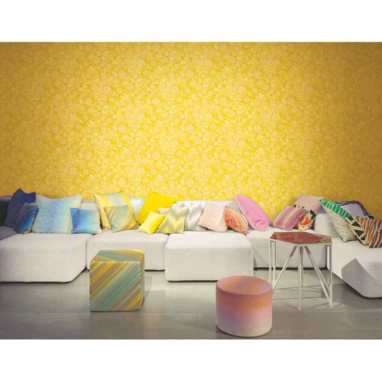 Blue and Gold Floral Removable Washable Wallpaper