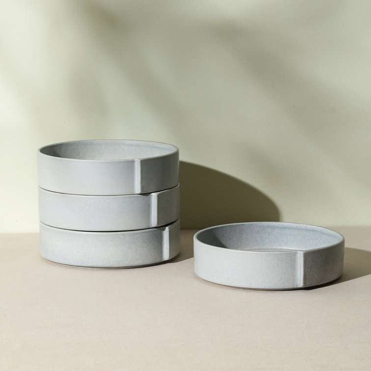 Bao 7.6" Blue-Grey Ceramic Modern Pasta Bowl Set