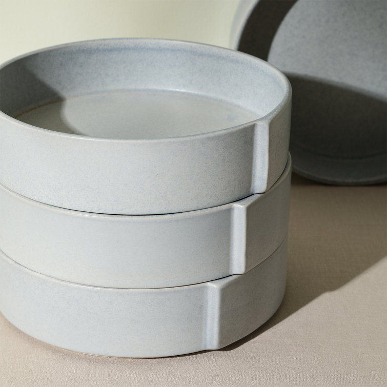 Bao 7.6" Blue-Grey Ceramic Modern Pasta Bowl Set