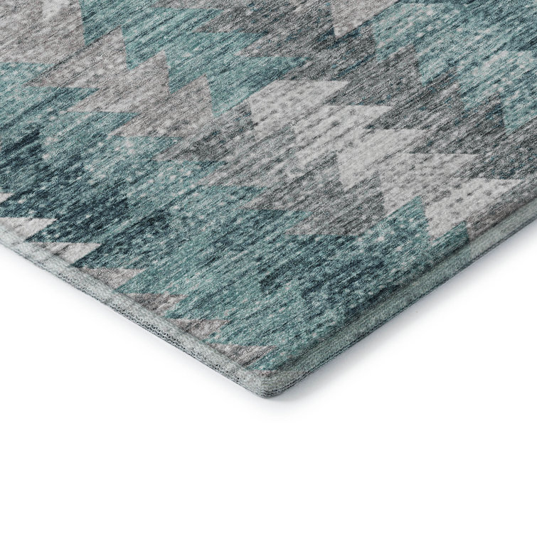 Addison Red Rectangular Washable Synthetic Rug 5' x 7'