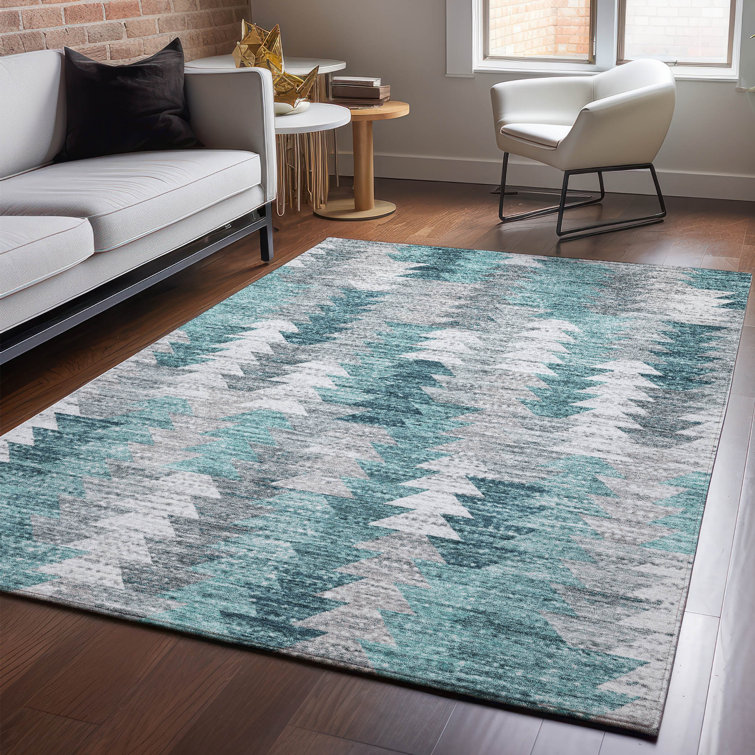 Addison Red Rectangular Washable Synthetic Rug 5' x 7'