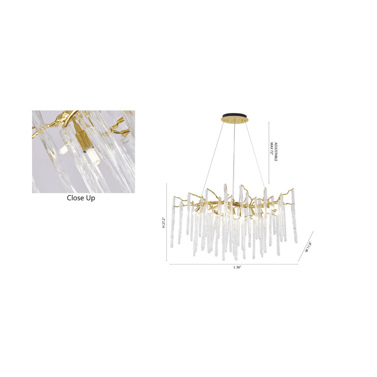 Elegant Brass and Crystal 12-Light Adjustable Chandelier