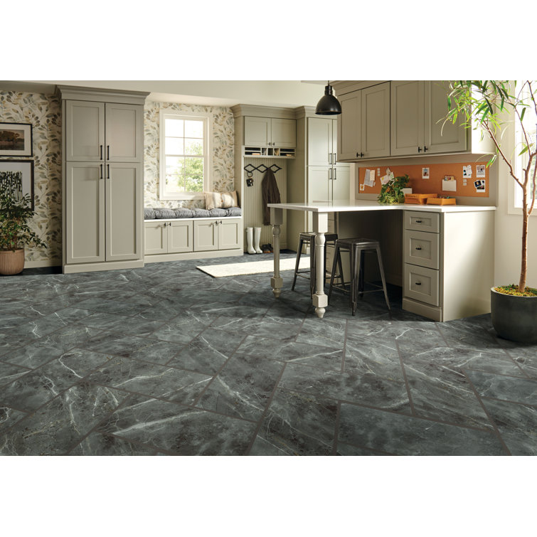 Large Gray Glossy Adhesive Vinyl Square Tiles