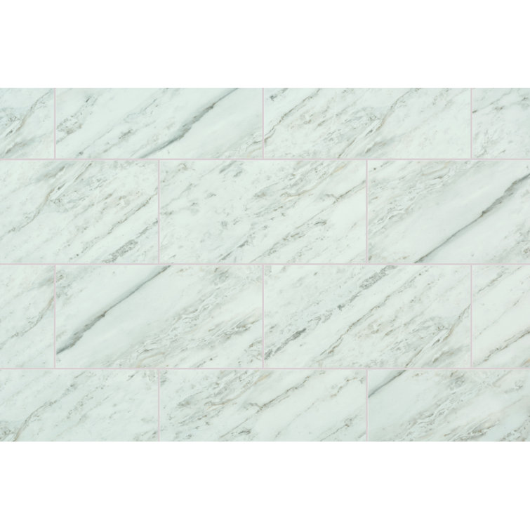 Large Glossy White Marble Adhesive Vinyl Tiles