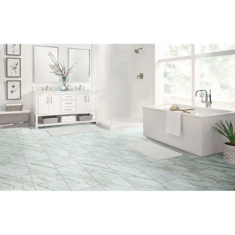 Large Glossy White Marble Adhesive Vinyl Tiles