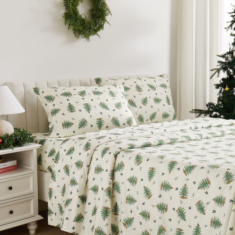 Gray Gnome Print Cotton Flannel Queen Sheet Set
