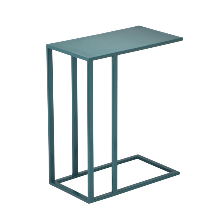Teal Metal Slim Base Rectangular End Table
