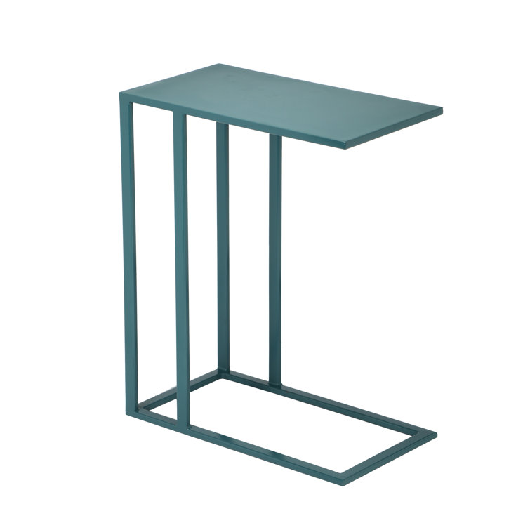 Teal Metal Slim Base Rectangular End Table