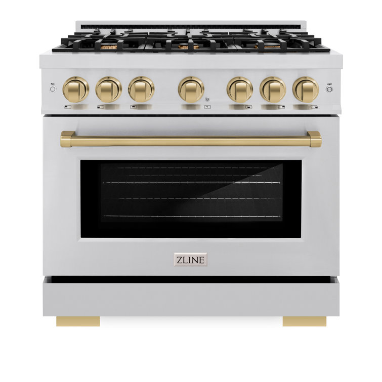 36" Stainless Steel Gas Range with Champagne Bronze Accents