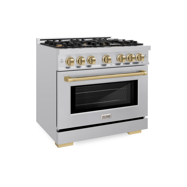 36" Stainless Steel Gas Range with Champagne Bronze Accents
