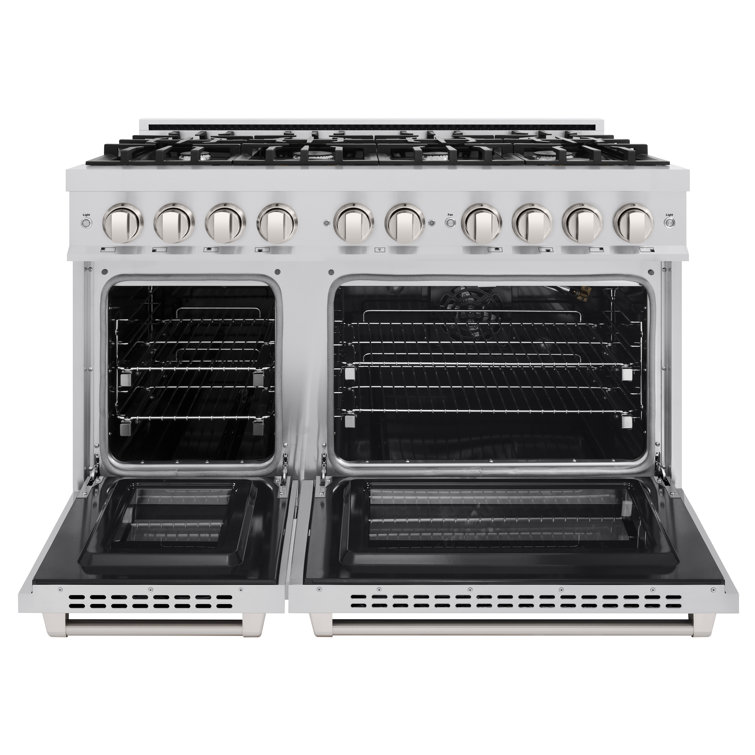 ZLINE 48" Stainless Steel Double Oven Gas Range with 8 Burners