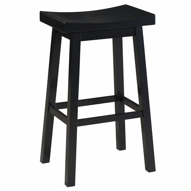 Lakewood 24" Black Rubberwood Saddle Barstool Set of 2