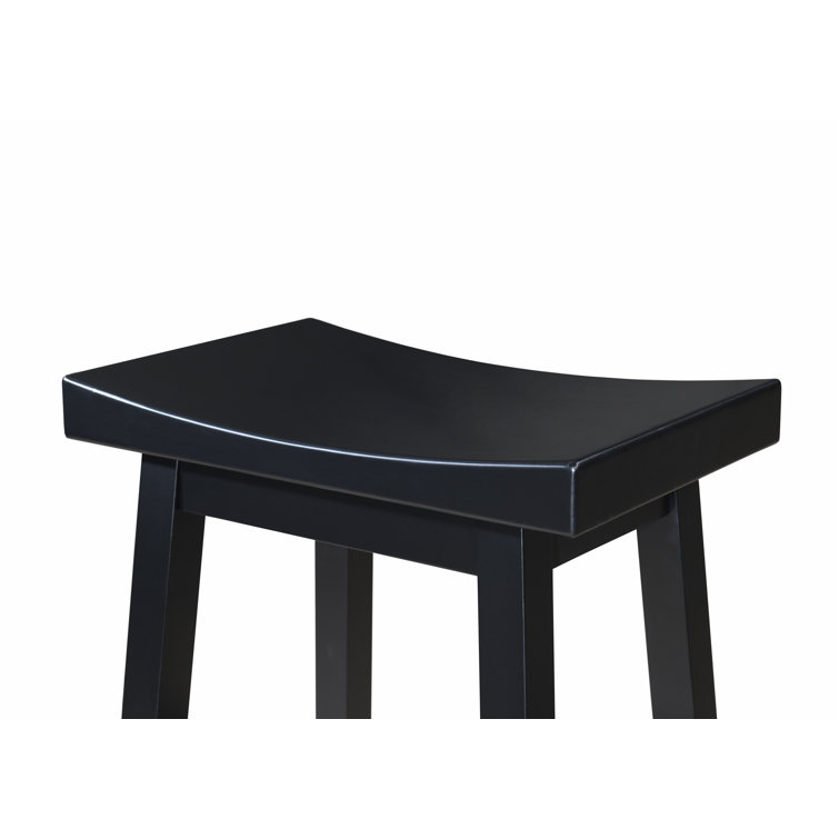 Lakewood 24" Black Rubberwood Saddle Barstool Set of 2
