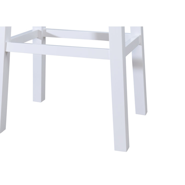 Lakewood 24" Walnut and White Solid Wood Saddle Barstool Set