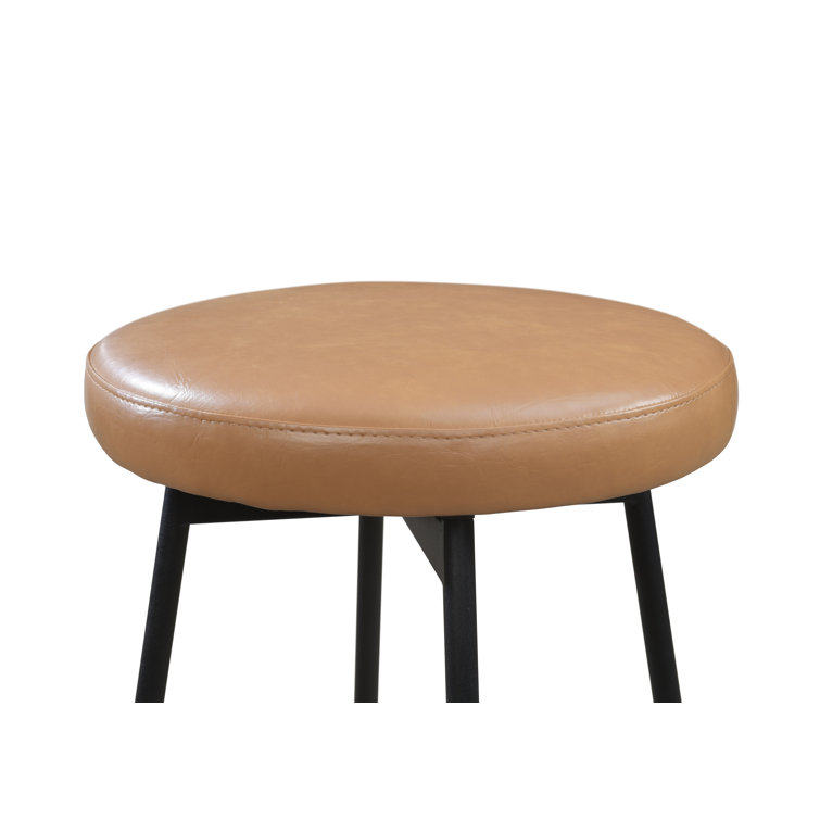 Doheny 29" Black and Tan Swivel Barstool with Leather Seat