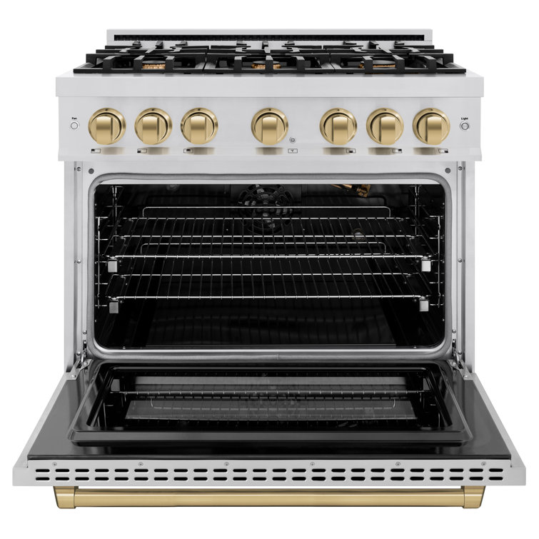36" Stainless Steel Gas Range with Champagne Bronze Accents