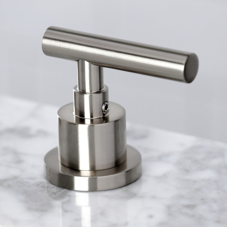 Manhattan Brushed Nickel Widespread Bathroom Faucet with Brass Pop-Up
