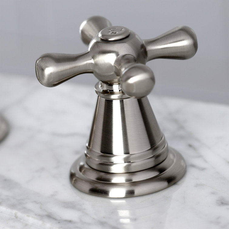 Nickel Traditional Widespread Bathroom Faucet with Drain Assembly