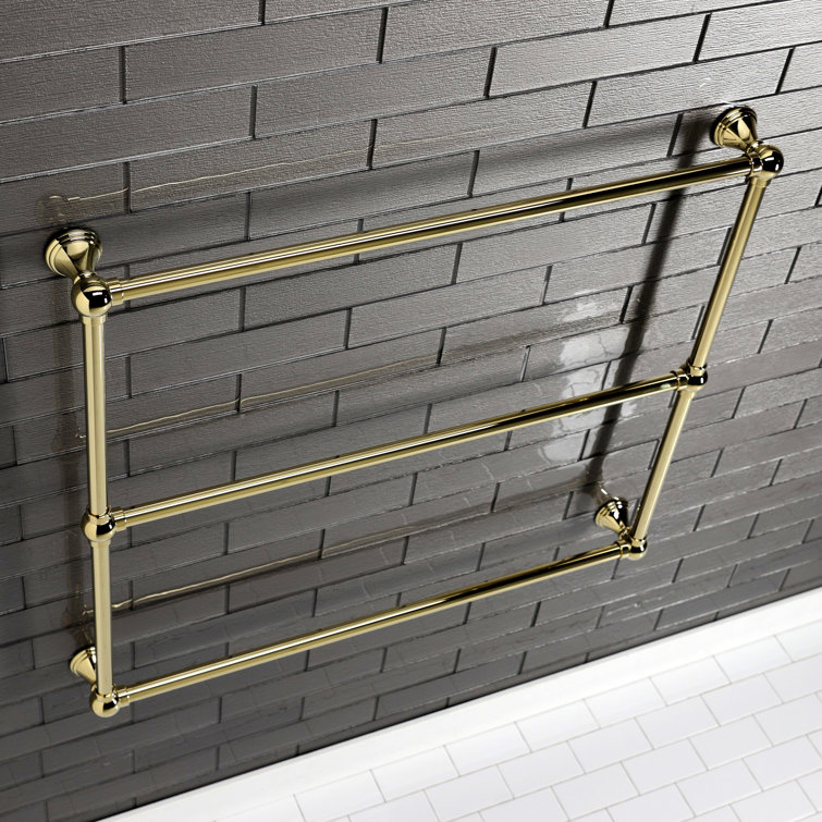 Maximilien Polished Brass 36-Inch Wall Mounted 3-Bar Towel Rack