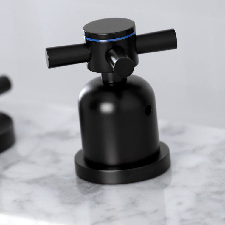 Matte Black Brass Widespread Bathroom Faucet with Pop-Up Drain