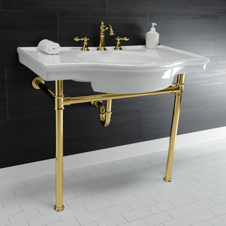 Polished Brass Victorian Widespread Bathroom Faucet with Pop-Up Drain