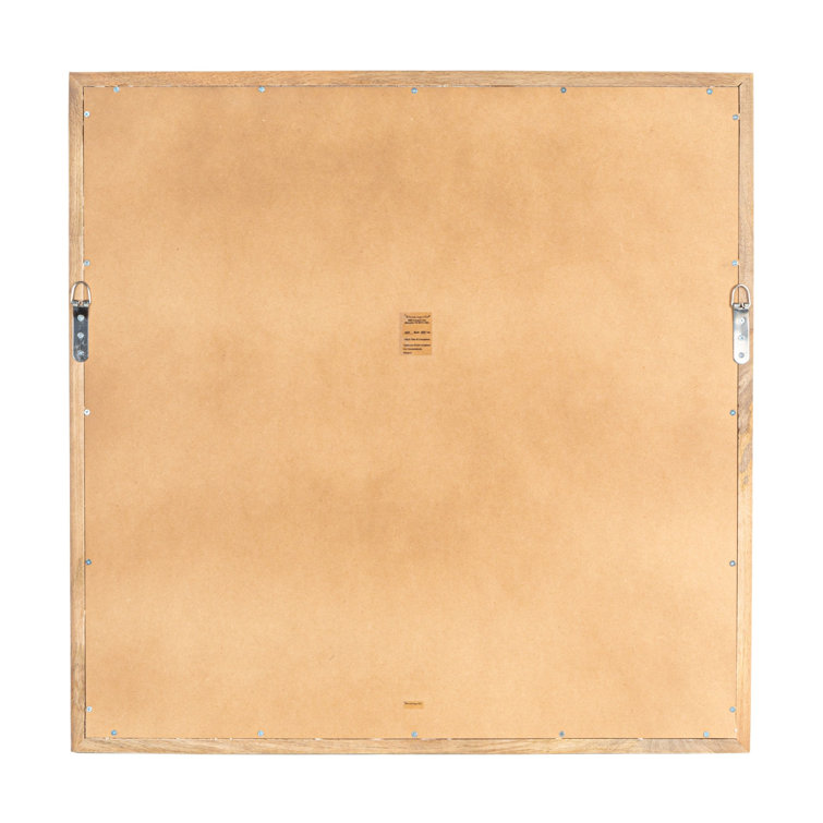 Square Brown Wood Framed Abstract Fabric Art