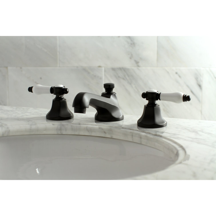 Bel-Air Polished Nickel 8" Widespread Bathroom Faucet with Brass Accents