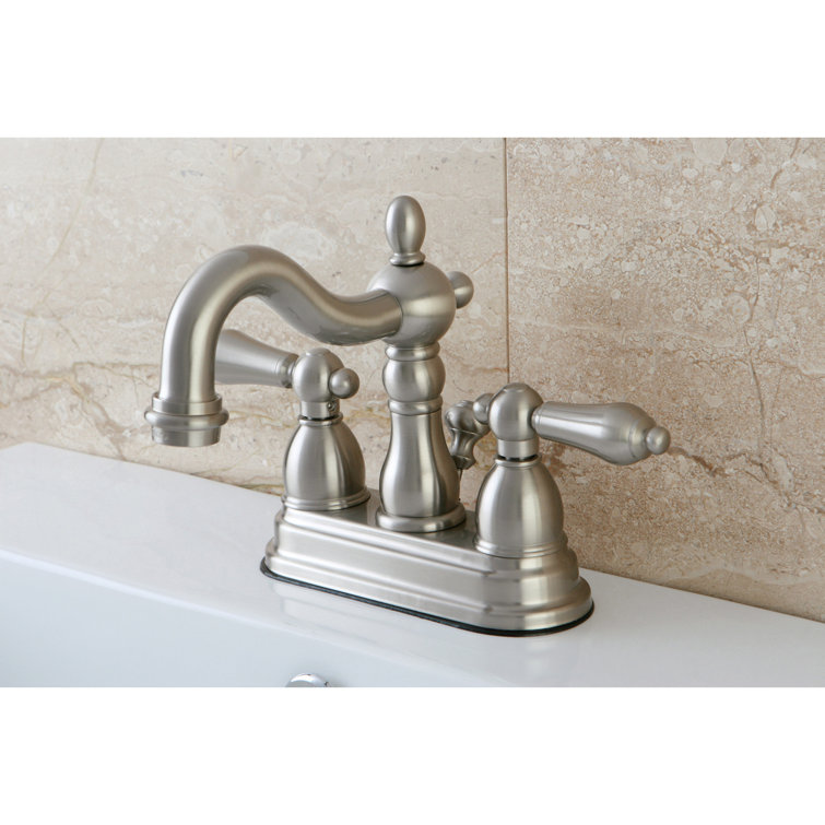 Heritage Brushed Nickel Centerset Bathroom Faucet with Drain Assembly