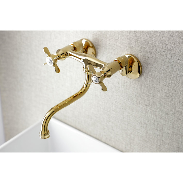 Essex Polished Brass Two-Handle Wall Mount Bathroom Faucet