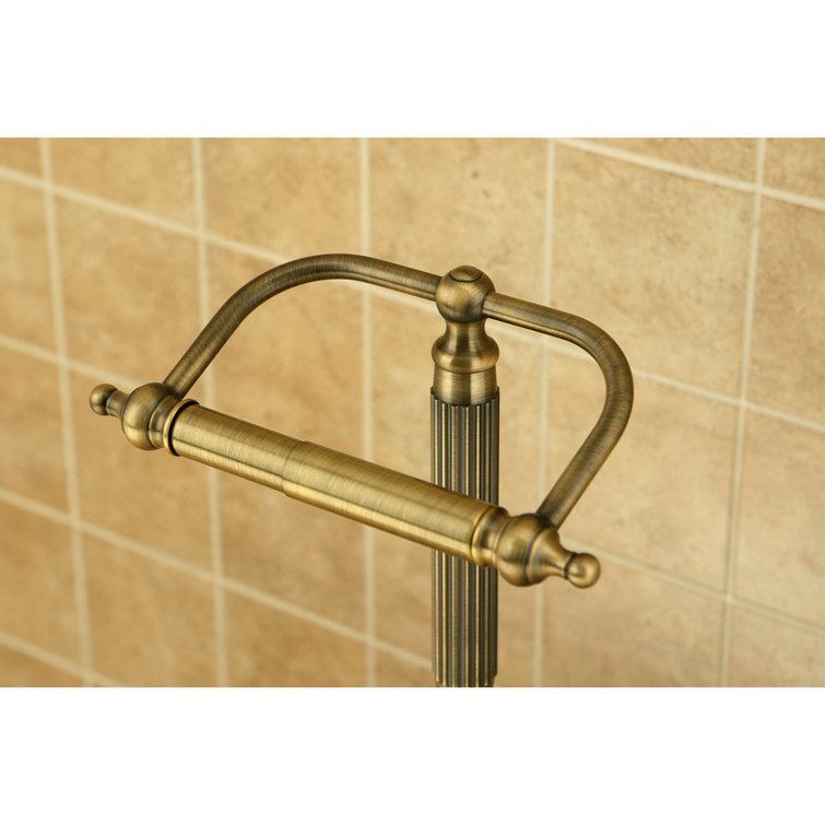 Antique Brass Freestanding Toilet Paper Holder with Pedestal Base