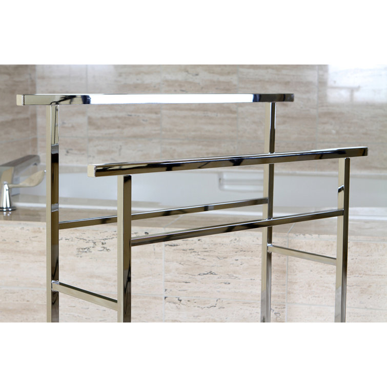 Polished Chrome Freestanding 2-Tier Steel Towel Rack