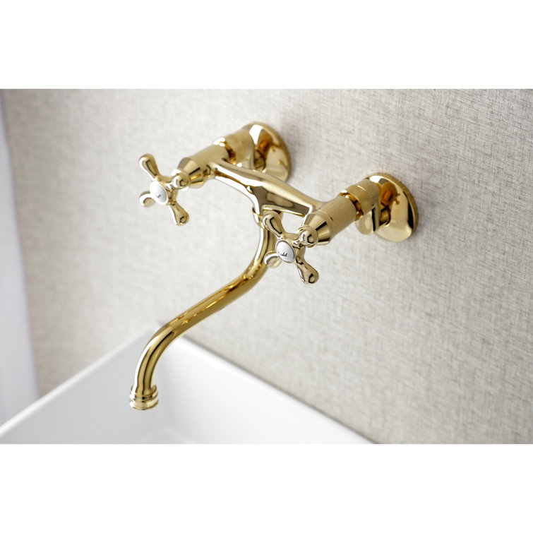 Polished Brass Traditional Wall Mount Bathroom Faucet