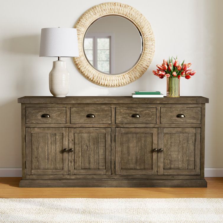 Quincy Reclaimed Pine 4-Drawer 4-Door Desert Grey Sideboard