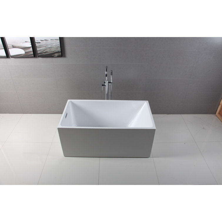 Aqua Eden 51-Inch White Acrylic Freestanding Tub with Drain