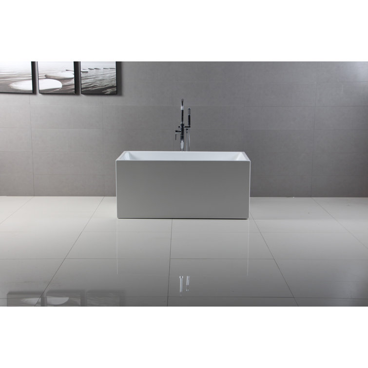 Aqua Eden 51-Inch White Acrylic Freestanding Tub with Drain