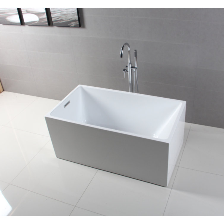 Aqua Eden 51-Inch White Acrylic Freestanding Tub with Drain